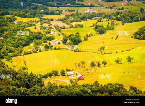 Farms In The Shenandoah Valley Seen From Skyline Drive In Shenandoah