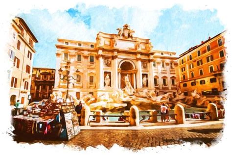 Trevi Fountain View Watercolor Graphic by Poster Boutique · Creative ...