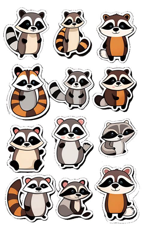 Adorable Racoons Stickers Free Stock Photo - Public Domain Pictures
