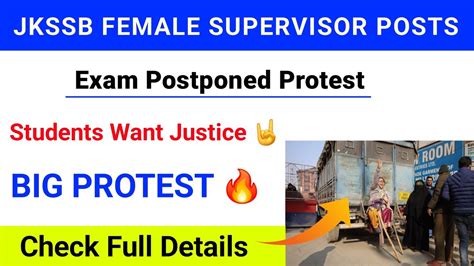 Jkssb Female Supervisor Posts 2024 Exam Postponed Protest Student Want