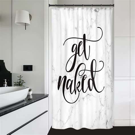 Small Stall White Marble Get Naked Shower Curtain Single Walkin Wx L