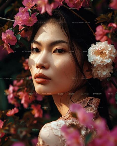 A Woman With A Flower On Her Head Premium Ai Generated Image