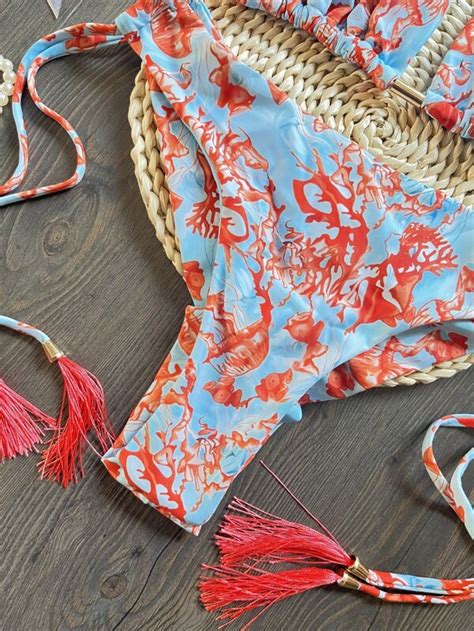 Sports Style Jellyfish Print Bikini Set Shein Usa