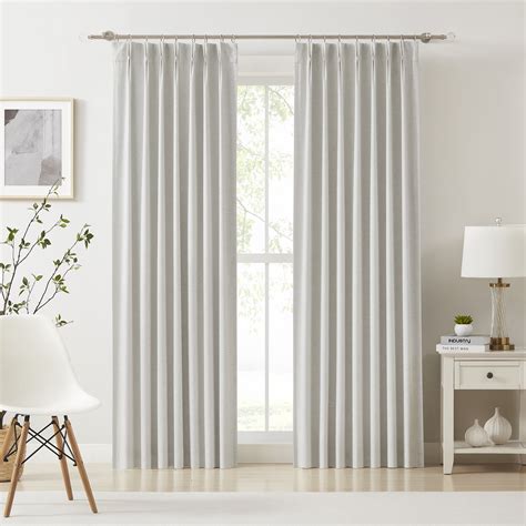 Uptown Home Natural Linen Texture Blackout Curtains Pinch Pleated