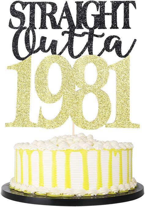 Buy Palasasa Black Gold Glittery Straight Outta 1981 Cake Topper