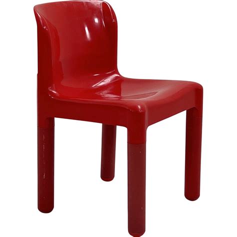 Chaise vintage rouge modèle 4875 par Carlo Bartoli pour Kartell 1970