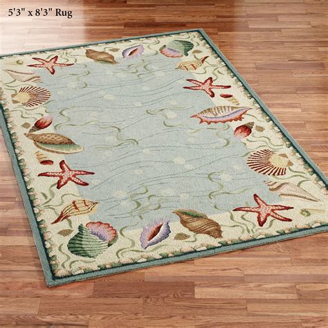 Ocean Surprise Coastal Seashell Round Rug