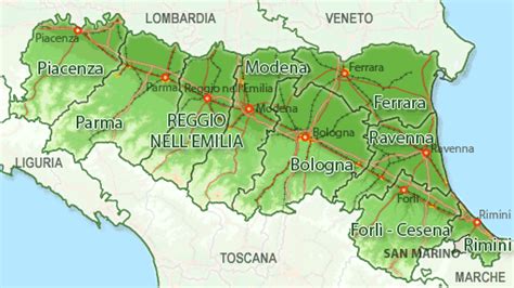 Emilia Romagna Map Political Regions Italy Map Geographic Region