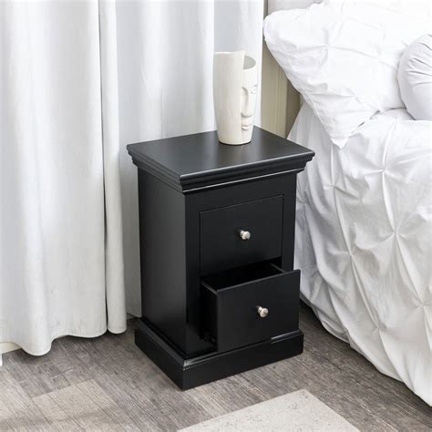 Black Drawer Bedside Table Slimline Haxey Black Range Melody Maison