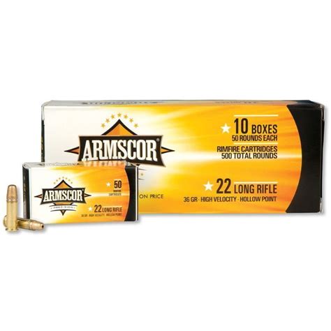 Armscor Precision 22lr Ammunition 36 Grain High Velocity Hollow Point 1247 Fps