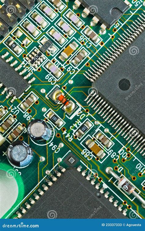 Closeup Of Green Electronic Circuit Board Pcb Stock Image Image Of