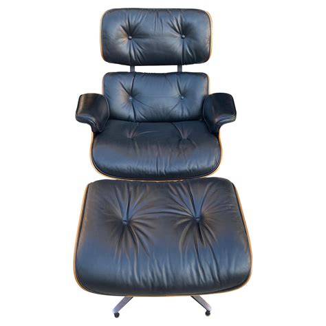 Eames Black Leather And Rio Rosewood Lounge Chair And Ottoman At Stdibs