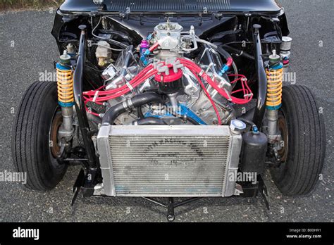 A Heavily Modified Ford V8 Engine As Used In A Drag Racing Car Stock