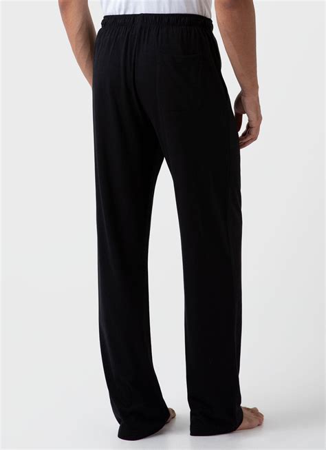 Mens Cotton Modal Lounge Pant In Black Sunspel