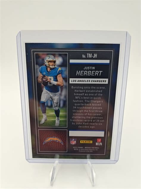 2023 Panini Mosaic Justin Herbert TM JH Los Angeles Chargers Touchdown