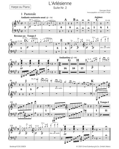 Larlésienne Suite Nr 2 Urtext Harp And Piano Alternative Sheet Music By Georges Bizet