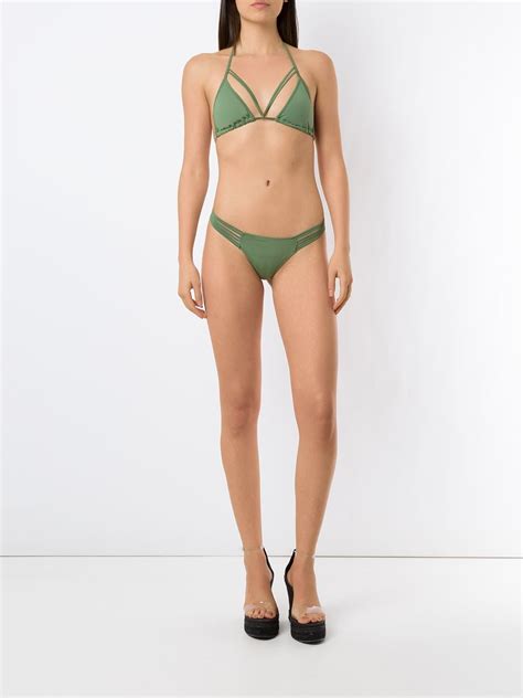 Amir Slama Straps Triangle Bikini Set In Green ModeSens