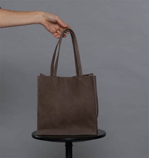 Small Leather Tote Simple Leather Tote Small Brown Handbag Etsy