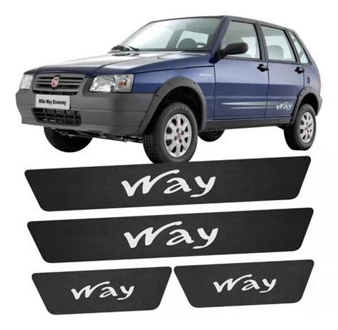 Adesivo Soleira Fiat Uno Way Preto Rugoso Parcelamento Sem Juros