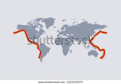 Pacific Ring Fire Map Pacific Earthquake Stock Vector Royalty Free