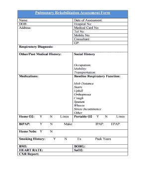 Pulmonary Rehabilitation Assessment Form Fill Online Printable