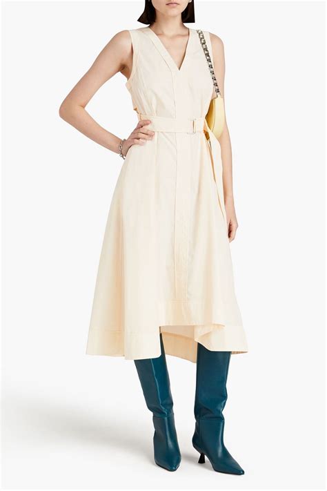 Phillip Lim Belted Cotton Blend Poplin Midi Dress The Outnet