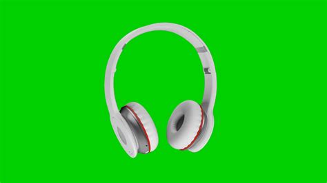 White wireless headphones isolated on green screen background 3d illustration render Motion ...