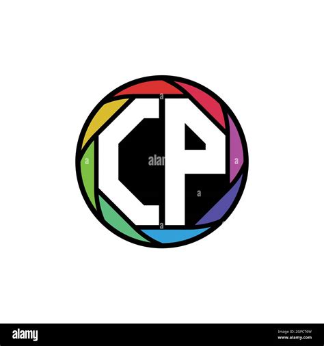 CP Monogram Logo Letter Geometric Polygonal Lens Rainbow Geometric