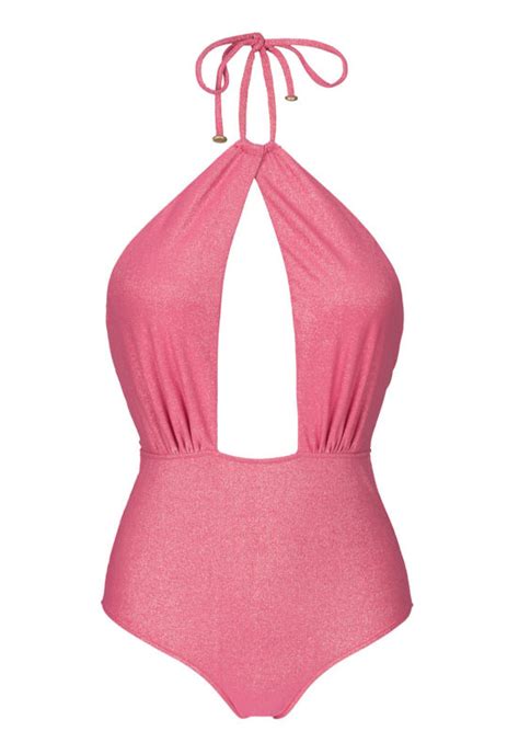 Rosa Tief Ausgeschnittener Lurex Badeanzug Radiante Rosa Sensation Bikini BRASIL Shop