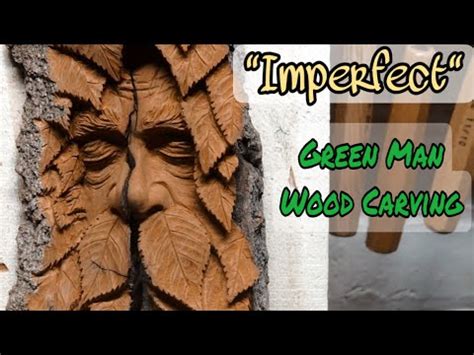 Imperfect Green Man Wood Carving In Cottonwood Bark FULL Time Lapse