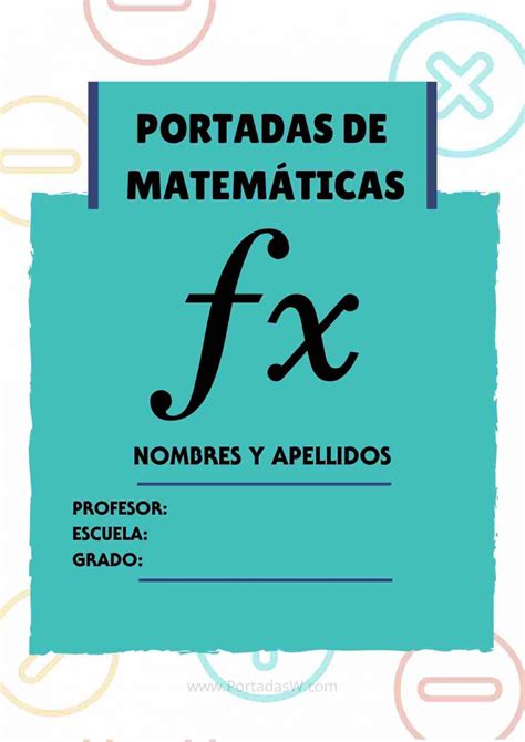 ᐅ Portada De Matemáticas Álgebra Para Word ️