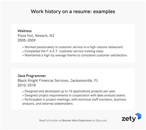 Resume Work Experience, History & Job Description Examples