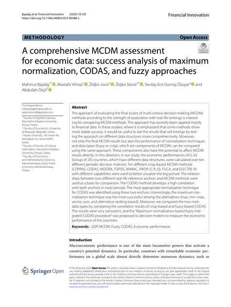 Pdf A Comprehensive Mcdm Assessment For Economic Data Success