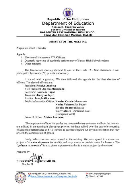 Hrpta Minutes Of The Meeting Republic Of The Philippines Department