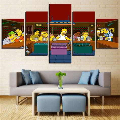 The Simpsons Characters at Bar Comedy Cartoon Framed or | Etsy