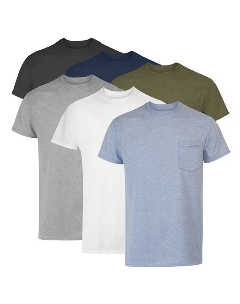 Hanes Men S Cotton Pocket T Shirt Moisture Wicking With Odor Control Assorted Solids 6 Pack