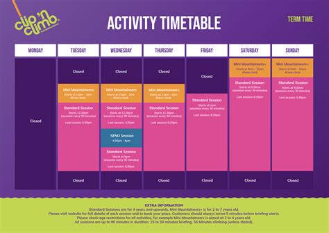 Timetable Clip N Climb Wandsworth