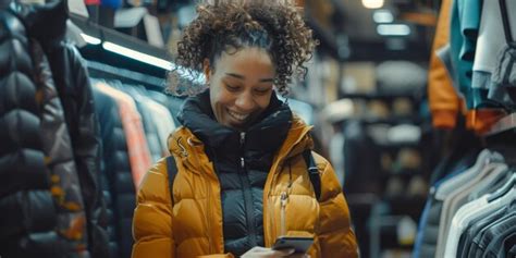 Premium Photo Woman Buying Clothes In Store Shopping Generative Ai