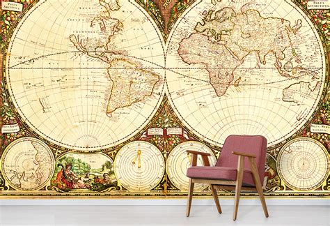 Old Style World Map World Map Wallpaper World Map Mural Map Wallpaper