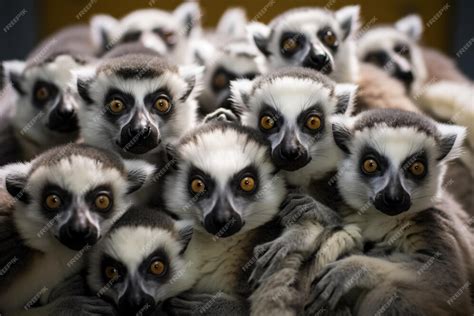 Premium Ai Image A Group Of Lemurs Are Huddled Together