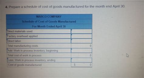 Solved 4 Prepare A Schedule Of Cost Of Goods Manufactured Chegg