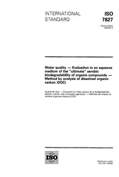 Iso Water Quality Evaluation In An Aqueous Medium Of The