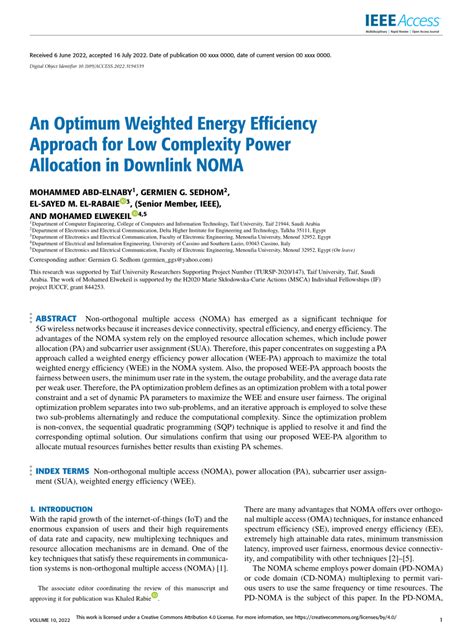 Pdf An Optimum Weighted Energy Efficiency Approach For Low Complexity