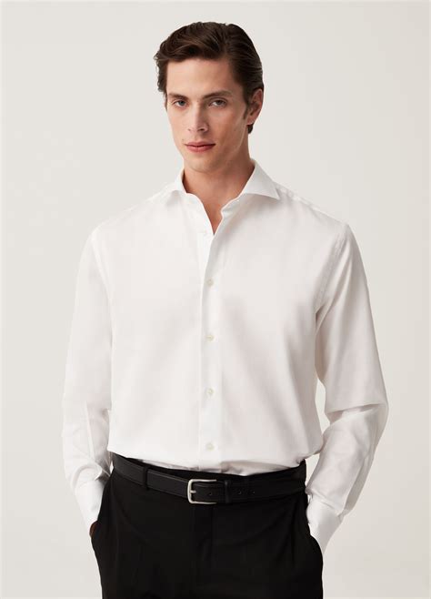 Camicia Regular Fit In Cotone Oxford Bianco Da Uomo Ovs