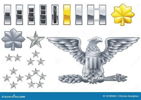 American Army Officer Ranks Insignia Icons Stock Images - Image: 10189084