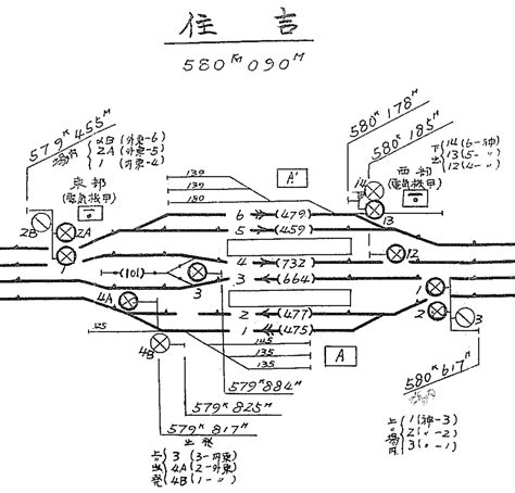 住吉配線図 懐かしい駅の風景～線路配線図とともに