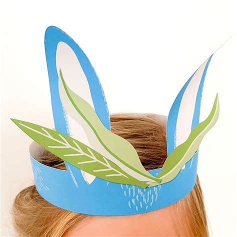 Schnelles Osterhasen Stirnband Blau Printable