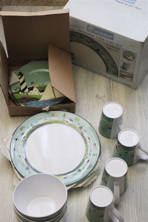 New In Box Sakura Coastal Breeze Melamine Dinnerware Warren Kimble