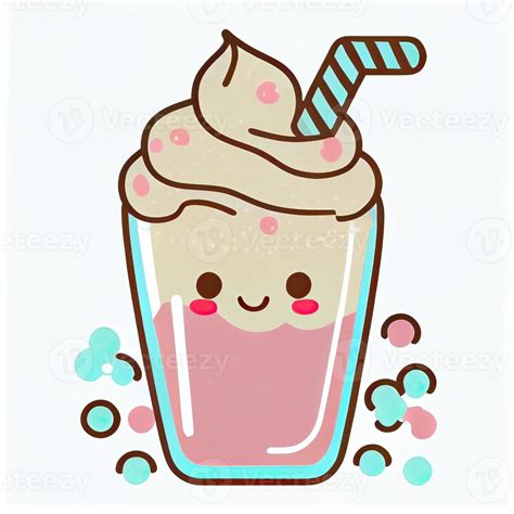 Cute Milkshake Cartoon Vector Icon Illustration Food And Drink Icon