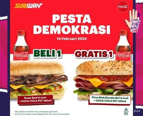 6 Promo Klingking Fun Edisi Pemilu 2024 Jco Hokben Subway Hingga